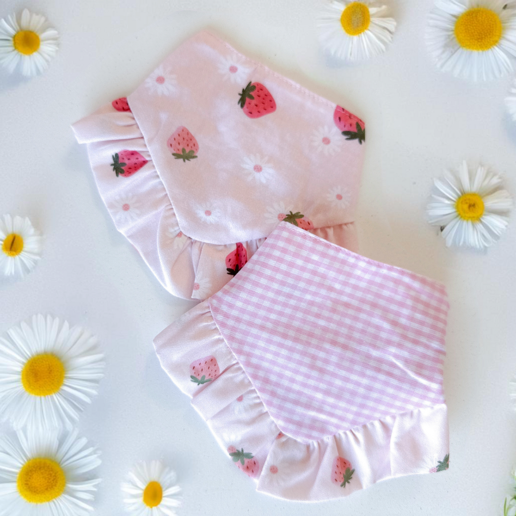 Pet Bandana Strawberry Field Skirt / Ruffle | Sunny Days Collection - Summer (Reversible)