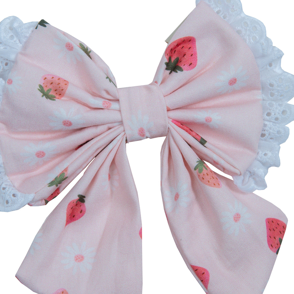 Pet Sailor Bow Strawberry Field with Ruffle | Sunny Day Collection - Summer  (Slip on collar)