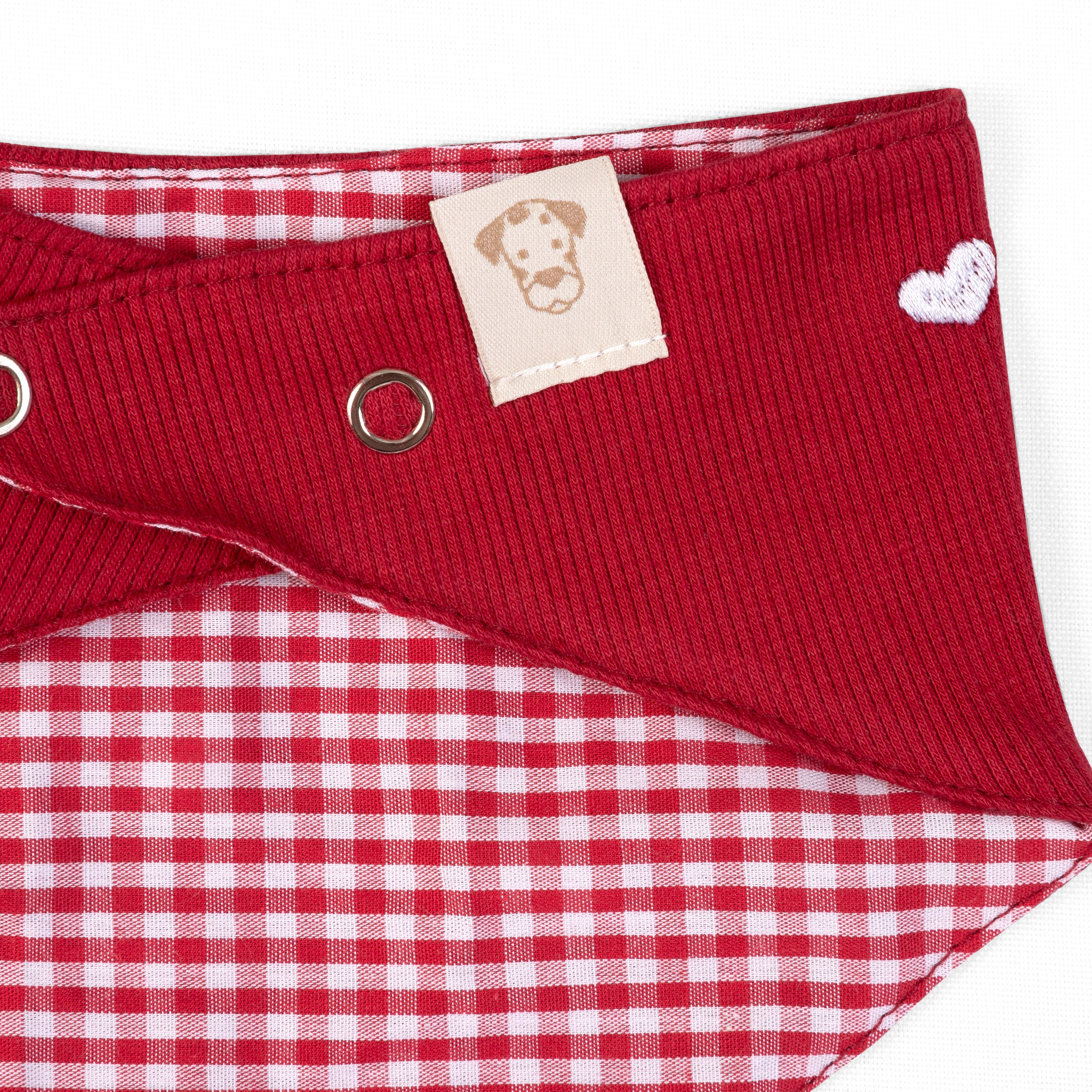 Pet Bandana Plaid Heart Ribbed Knit