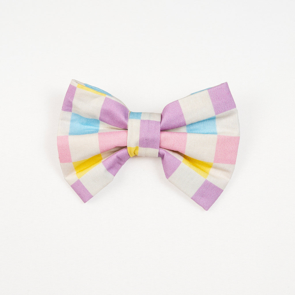 Spring Checkered Dog Bowtie - Bright and Colorful
