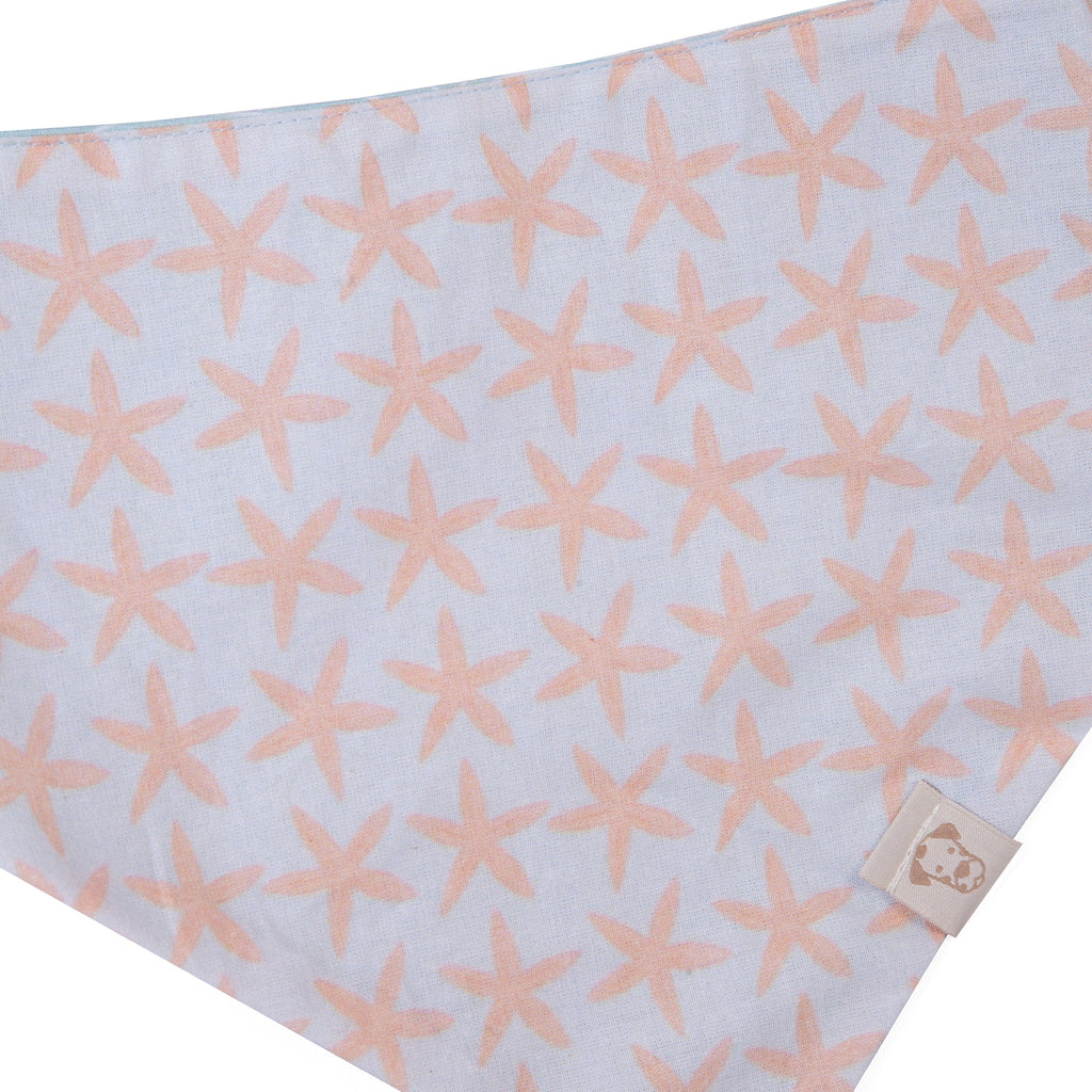 Dog & Cat Bandana Waves and Starfish | Sunny Day Collection - Summer (Double Sides & Snap on)