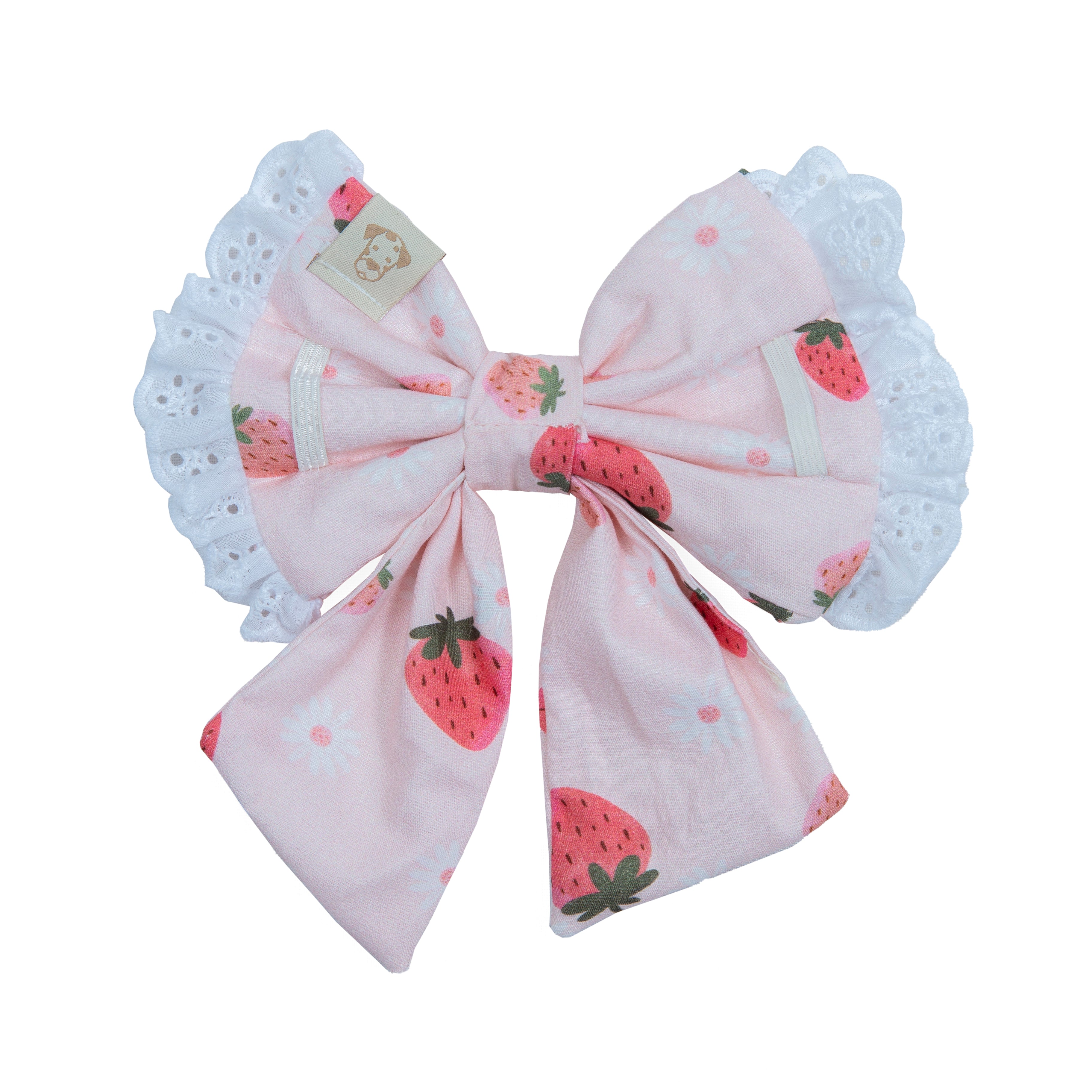 Pet Sailor Bow Strawberry Field with Ruffle | Sunny Day Collection - Summer  (Slip on collar)