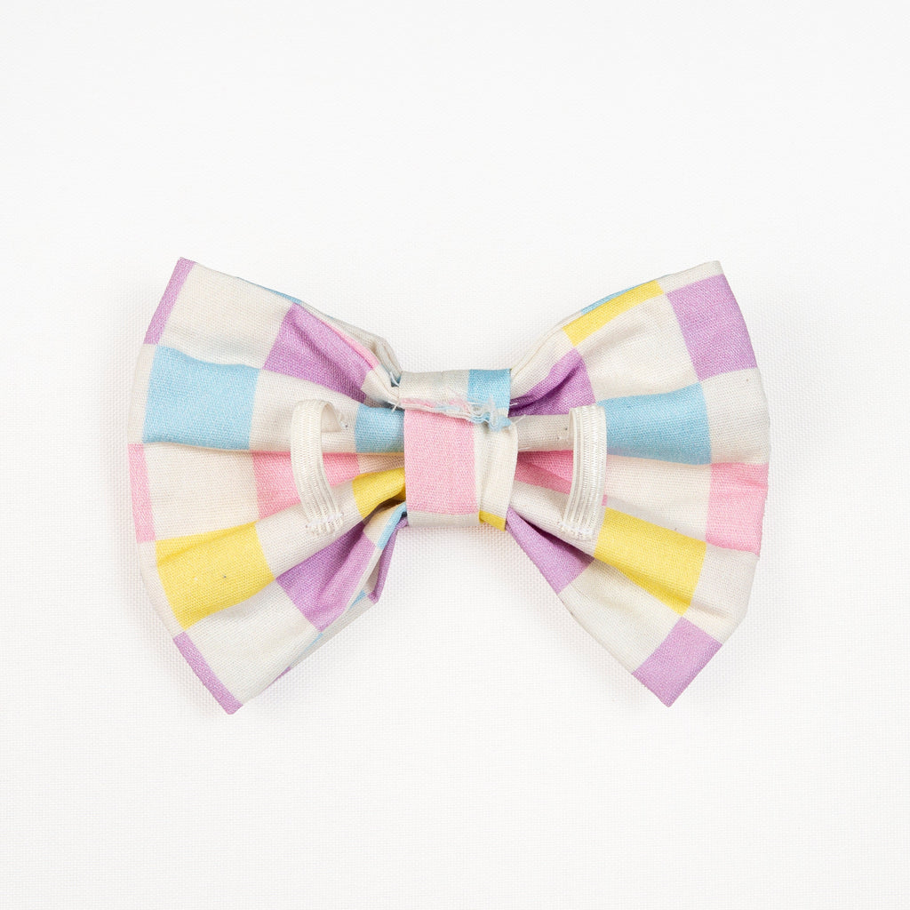 Spring Checkered Dog Bowtie - Bright and Colorful