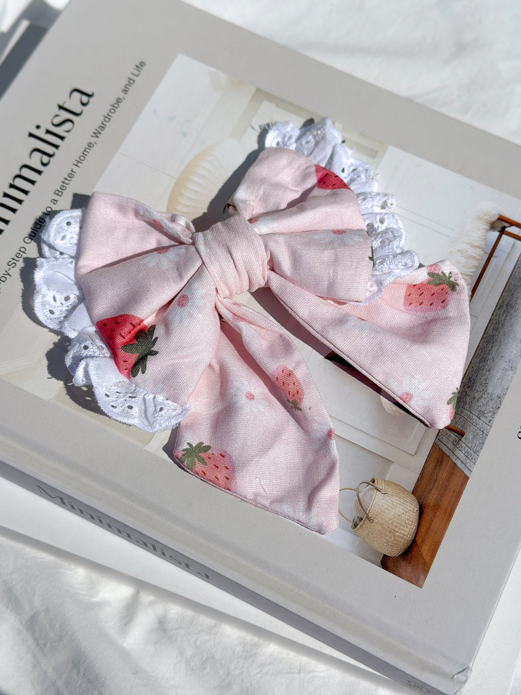 Pet Sailor Bow Strawberry Field with Ruffle | Sunny Day Collection - Summer  (Slip on collar)