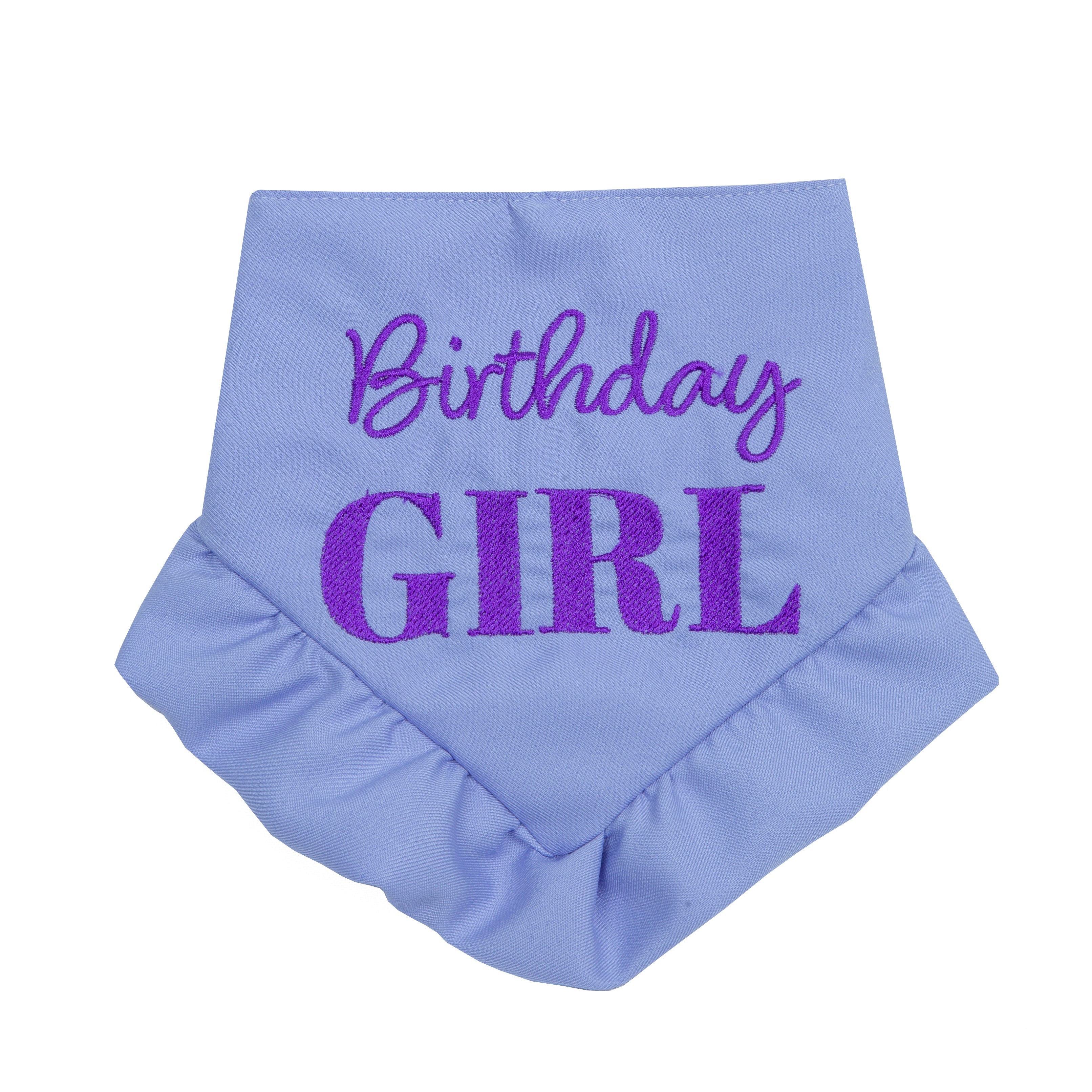 Bandana Birthday Girl Skirt Pink and Purple | Embroidered Pawty Time Pet Bandana for Dog & Cat with Snap