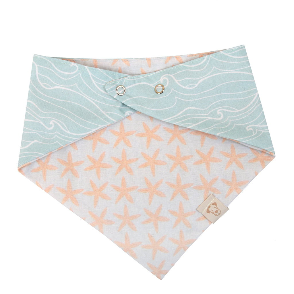 Dog & Cat Bandana Waves and Starfish | Sunny Day Collection - Summer (Double Sides & Snap on)