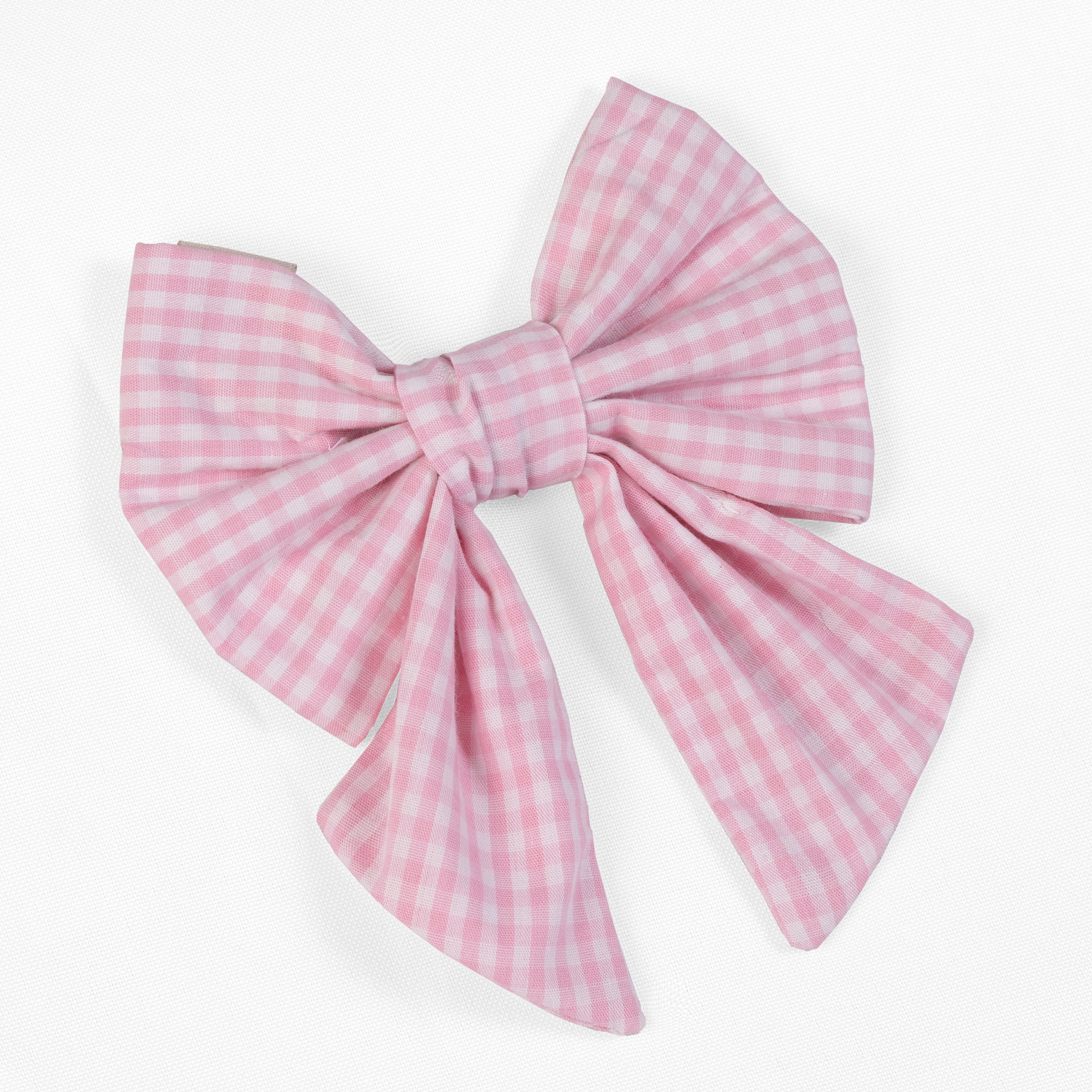 Pet Sailor Bow Coquette | Pink Gingham (Slip on collar)