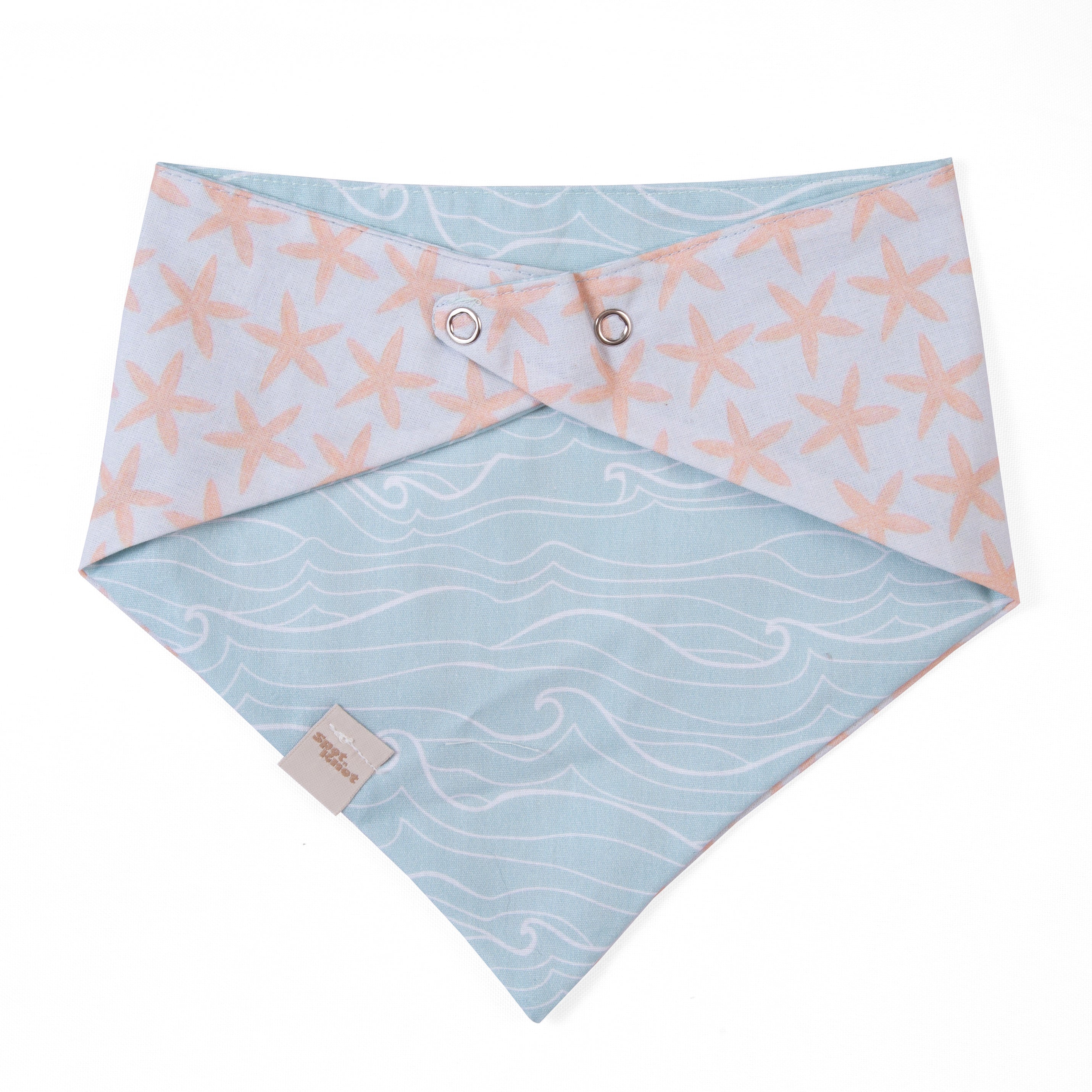 Dog & Cat Bandana Waves and Starfish | Sunny Day Collection - Summer (Double Sides & Snap on)