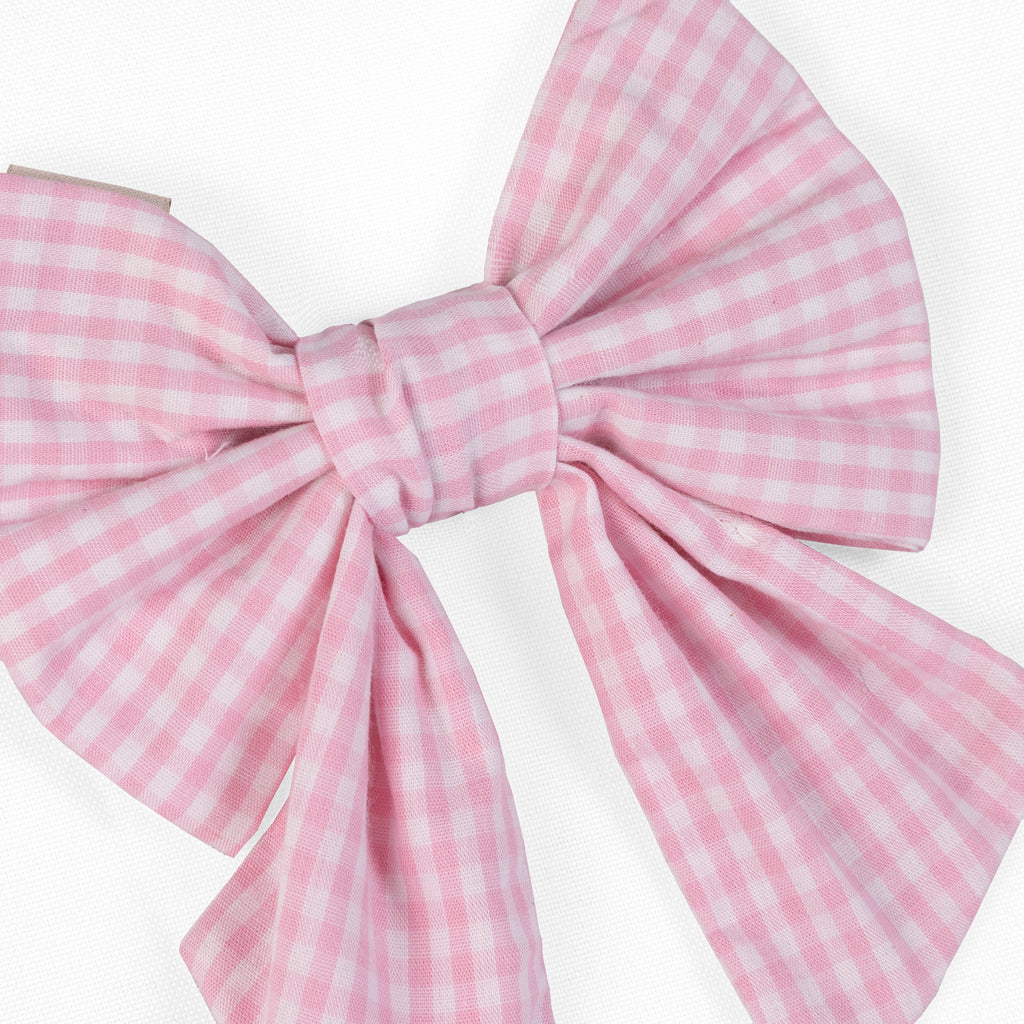 Pet Sailor Bow Coquette | Pink Gingham (Slip on collar)