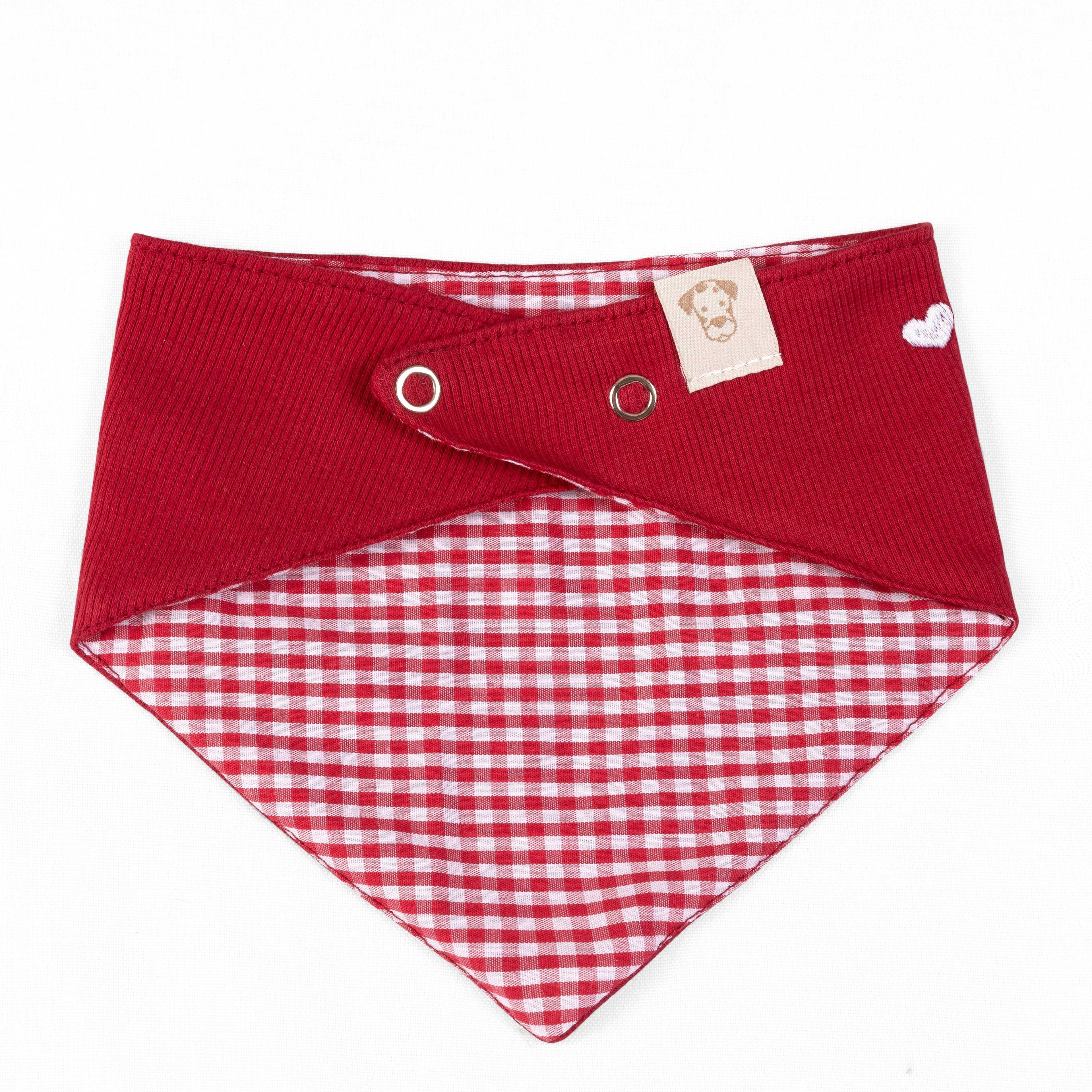 Pet Bandana Plaid Heart Ribbed Knit