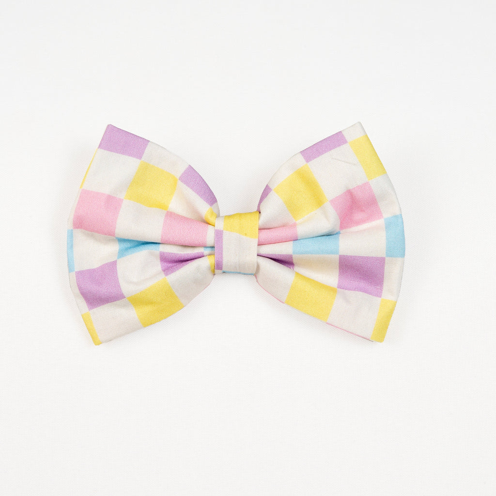Spring Checkered Dog Bowtie - Bright and Colorful
