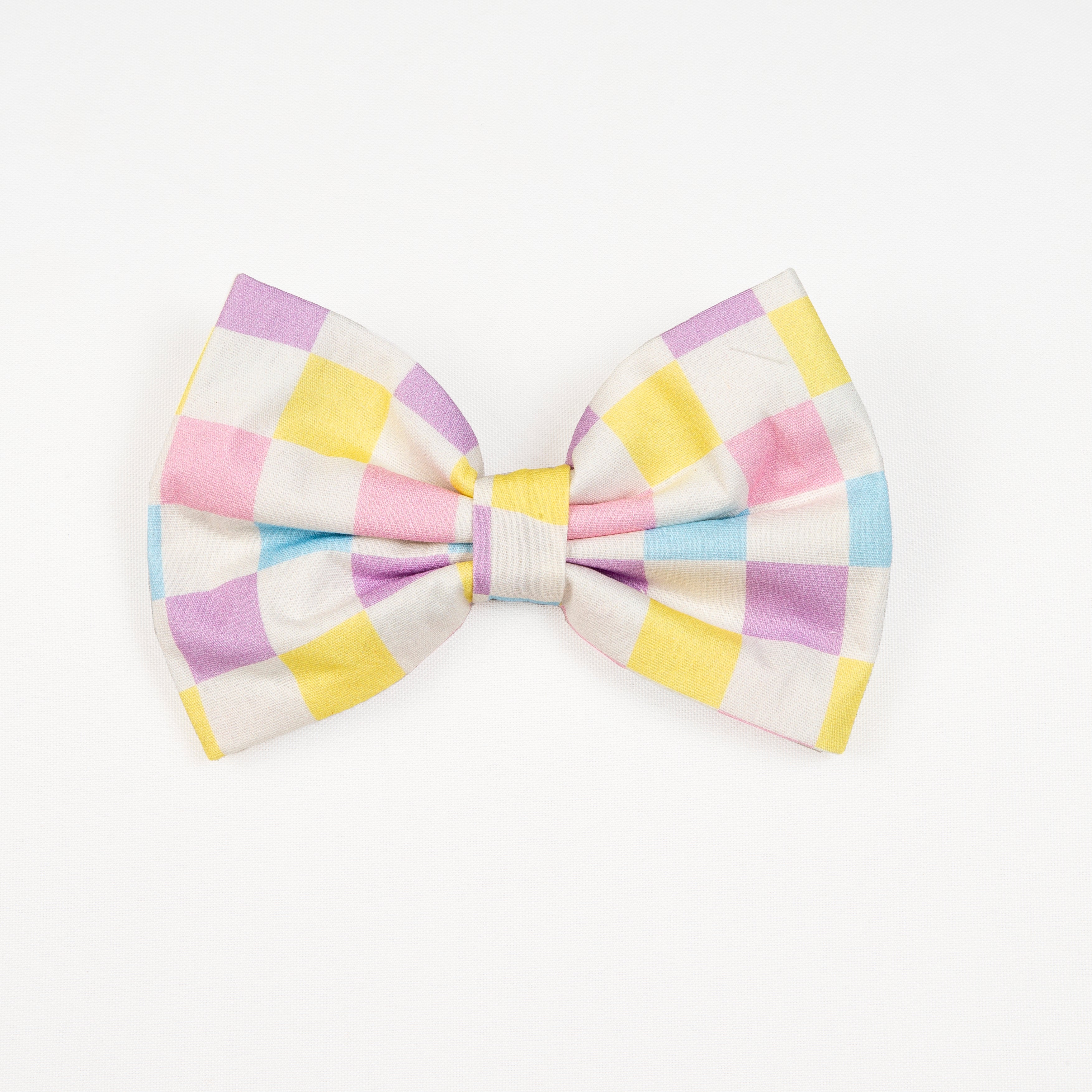 Spring Checkered Dog Bowtie - Bright and Colorful