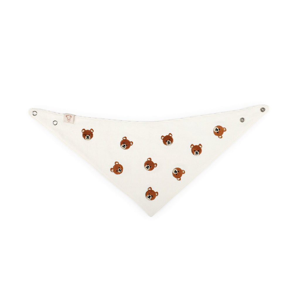 Pet Bandana Ribbed Knit Bear Embroidered | Reversible