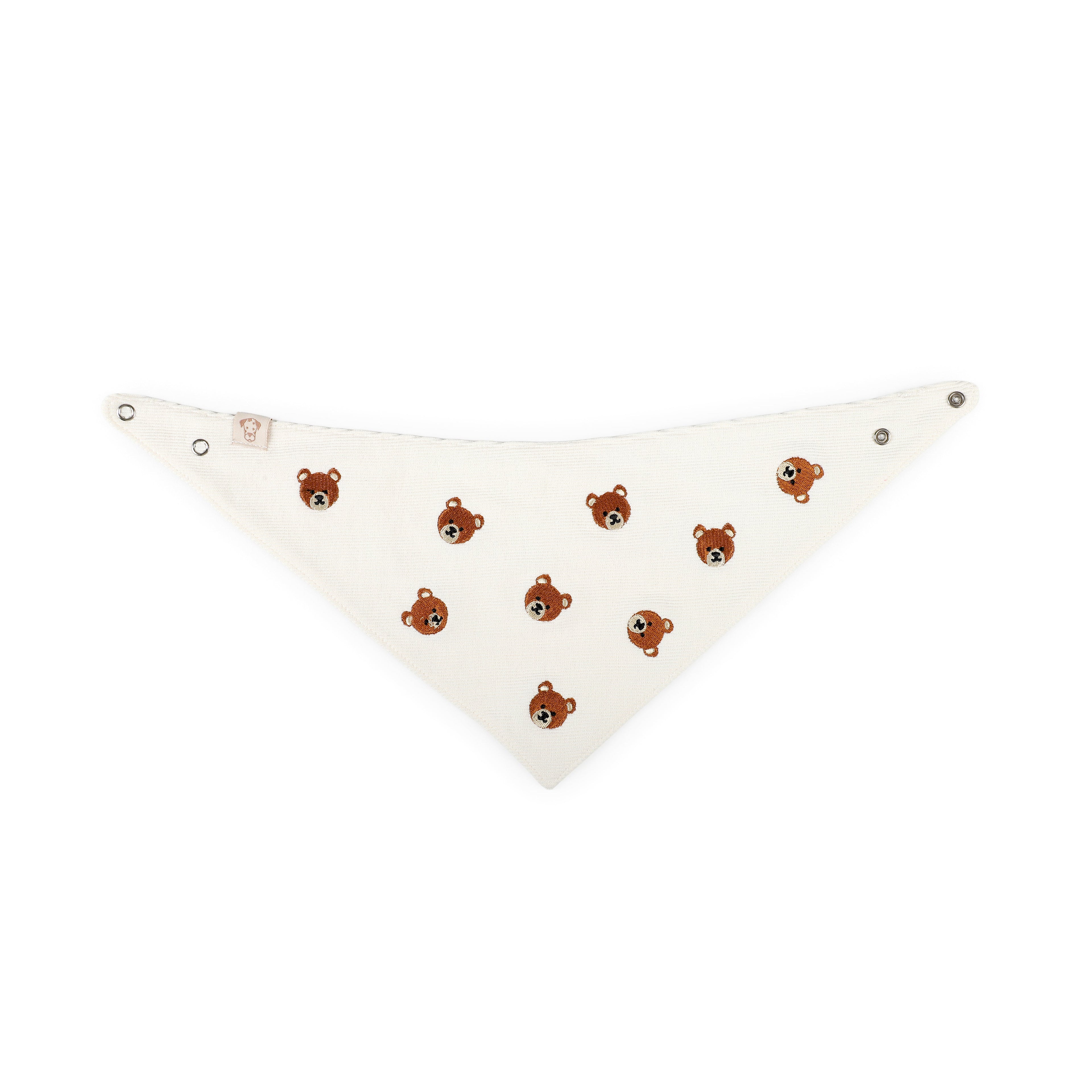 Pet Bandana Ribbed Knit Bear Embroidered | Reversible