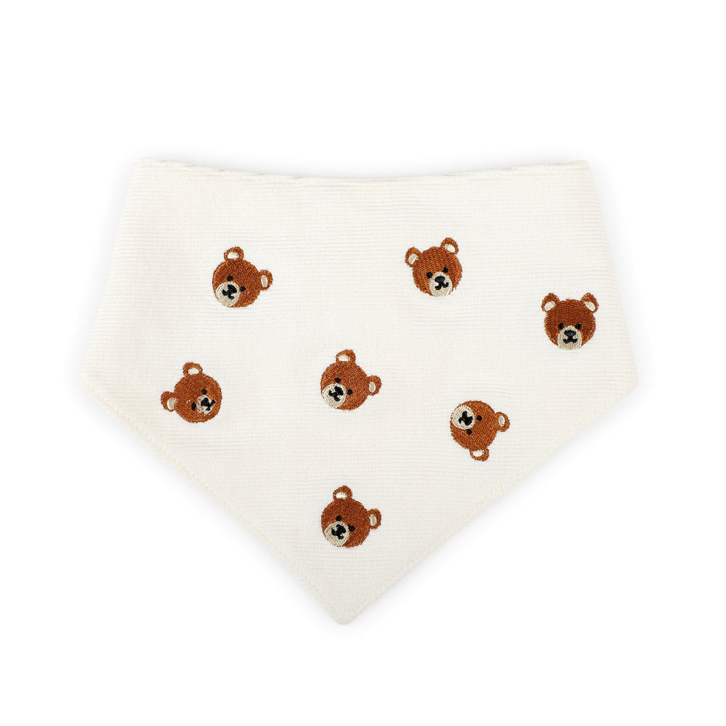 Pet Bandana Ribbed Knit Bear Embroidered | Reversible
