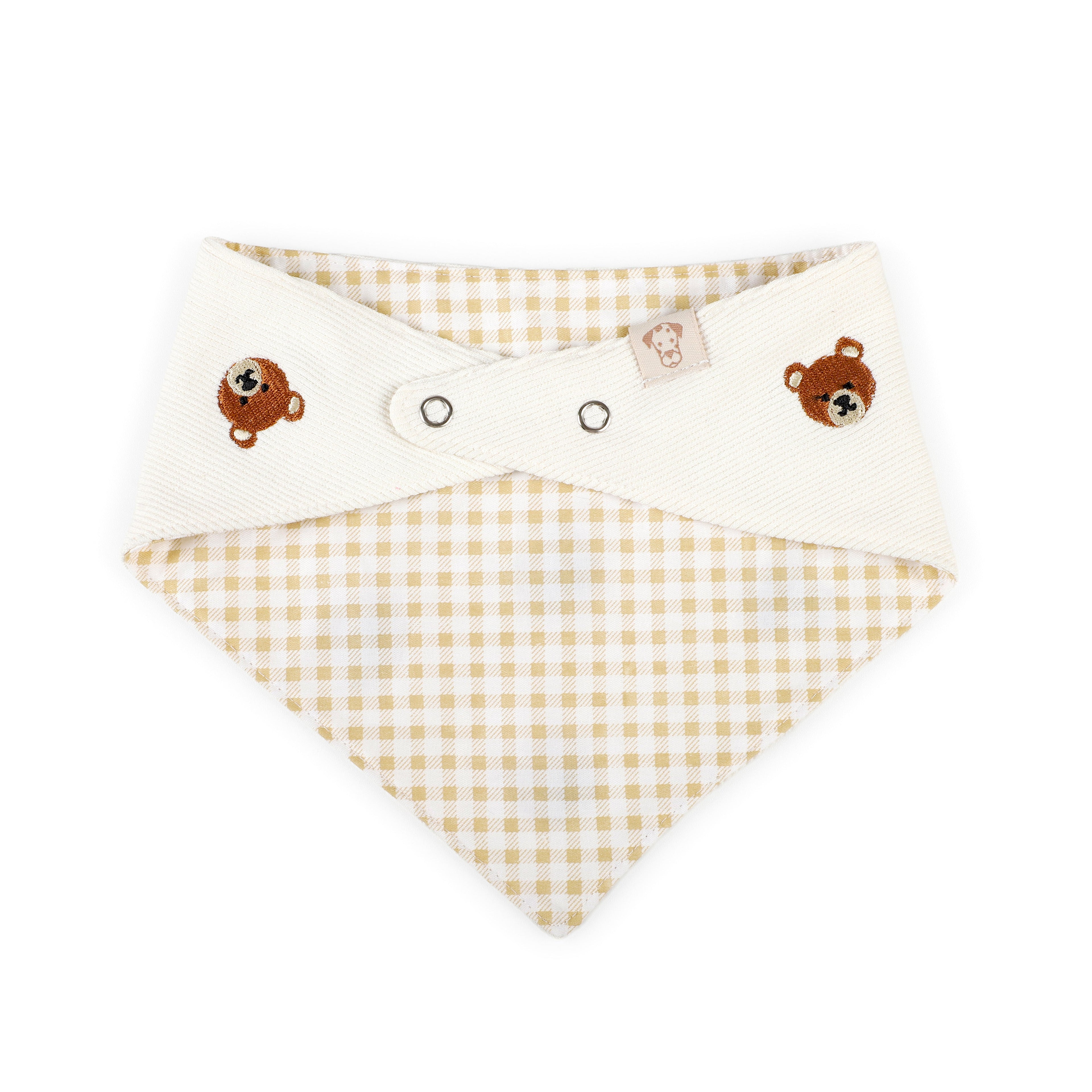 Pet Bandana Ribbed Knit Bear Embroidered | Reversible