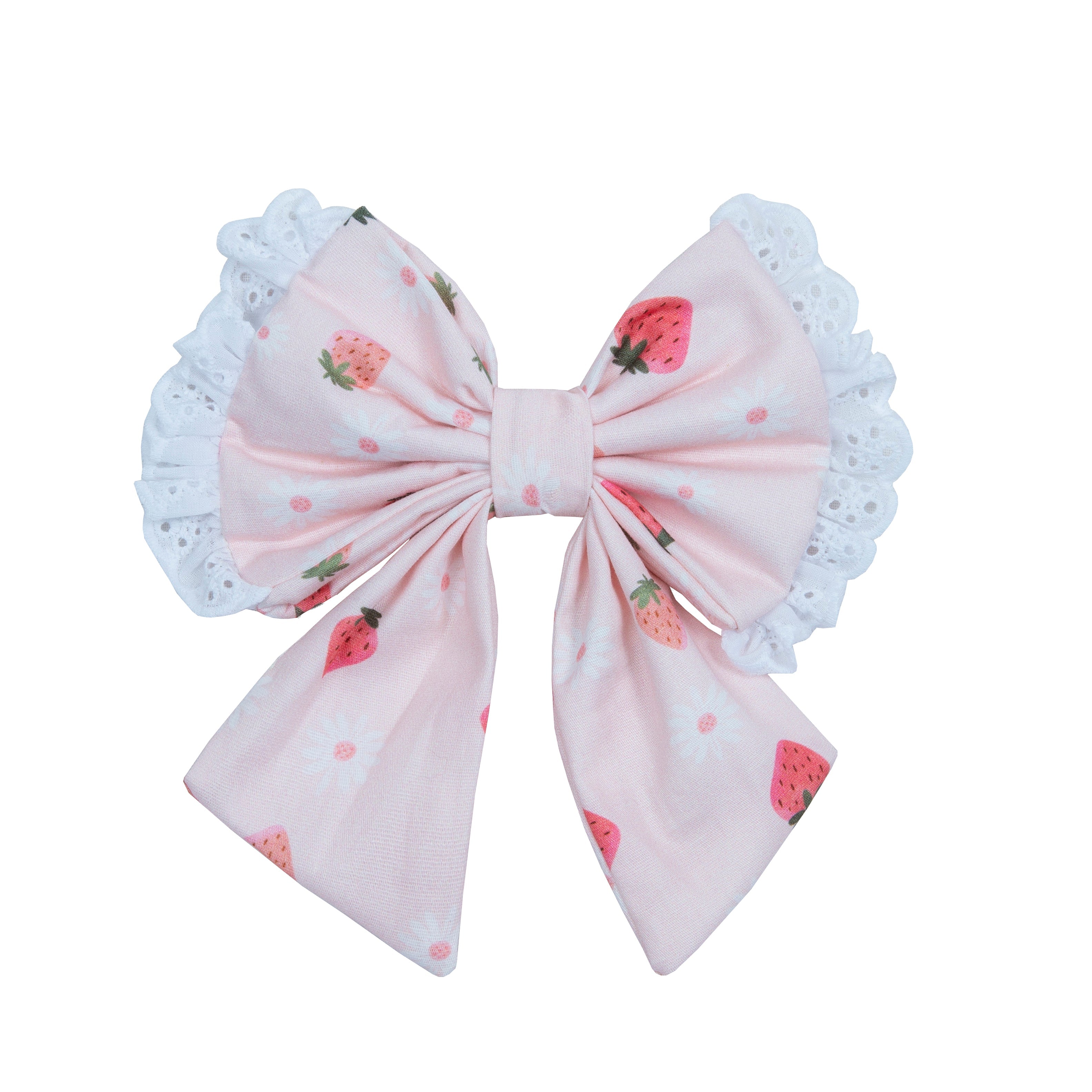 Pet Sailor Bow Strawberry Field with Ruffle | Sunny Day Collection - Summer  (Slip on collar)