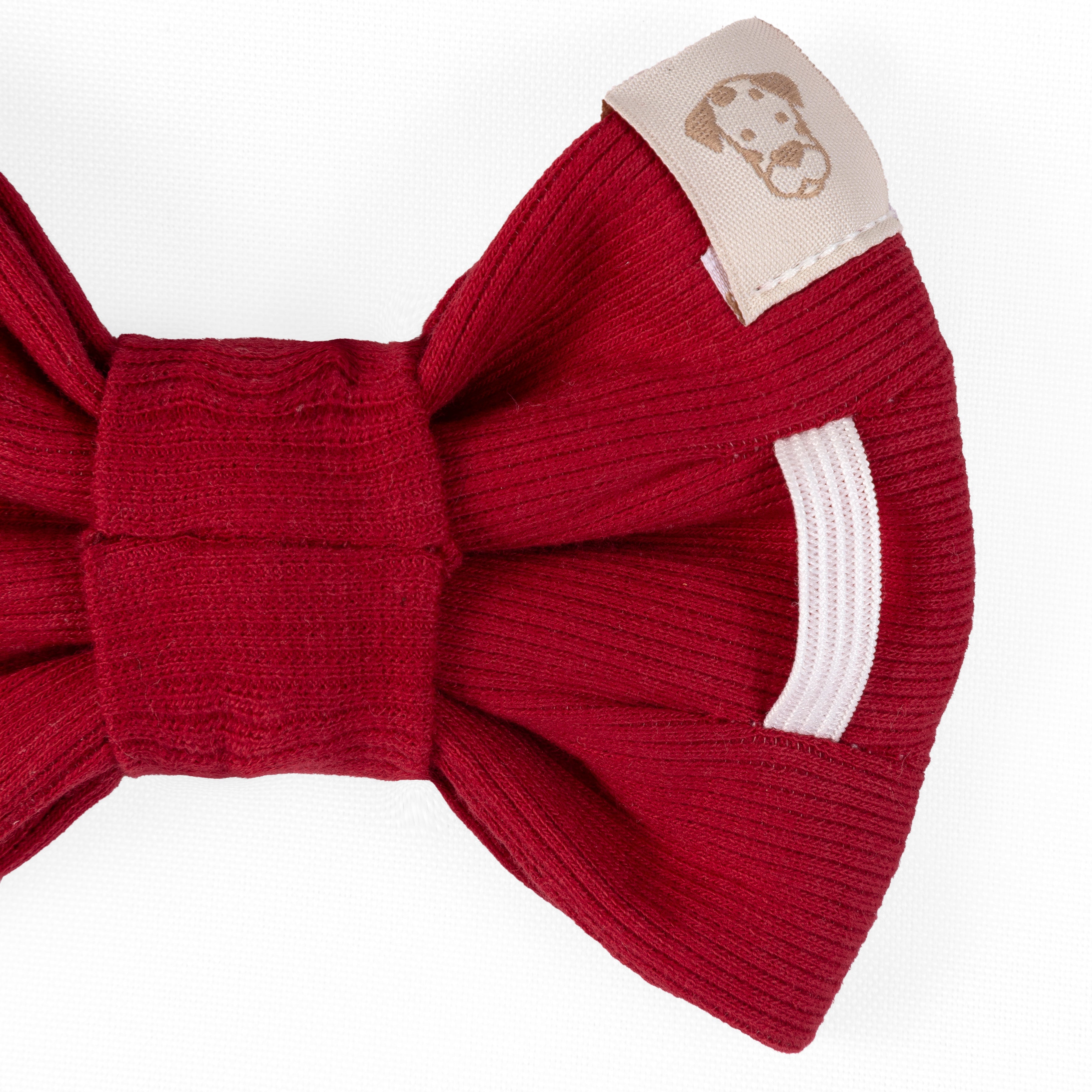 Pet Bow Tie Rib Knit | Red (Slip on collar)