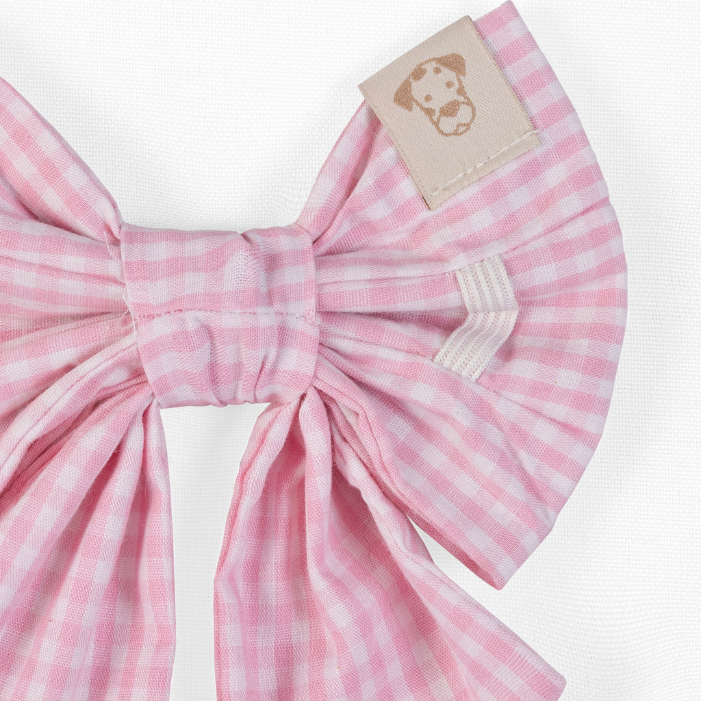 Pet Sailor Bow Coquette | Pink Gingham (Slip on collar)