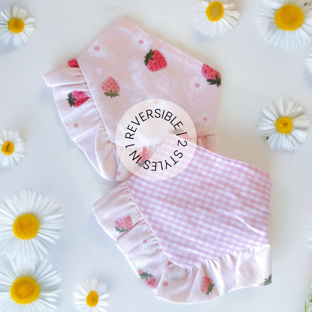 Pet Bandana Strawberry Field Skirt / Ruffle | Sunny Days Collection - Summer (Reversible)