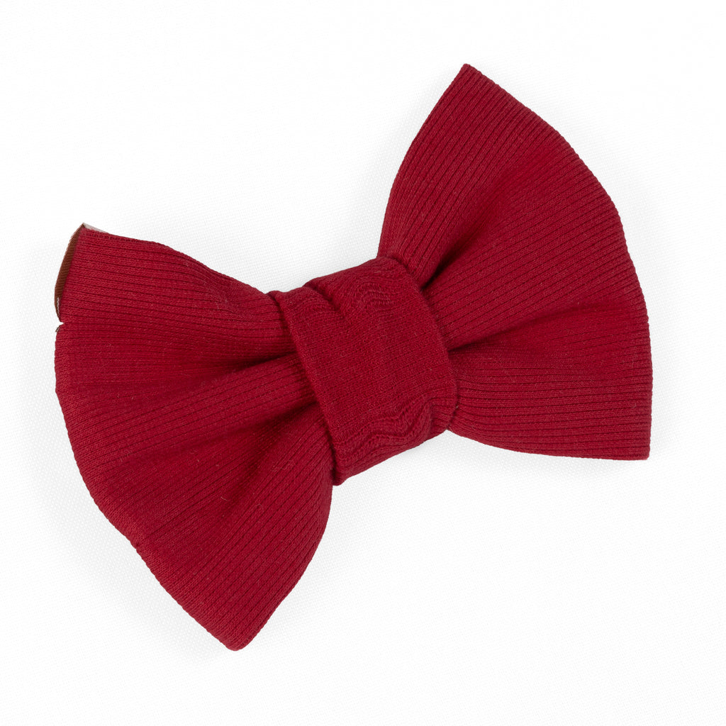 Pet Bow Tie Rib Knit | Red (Slip on collar)