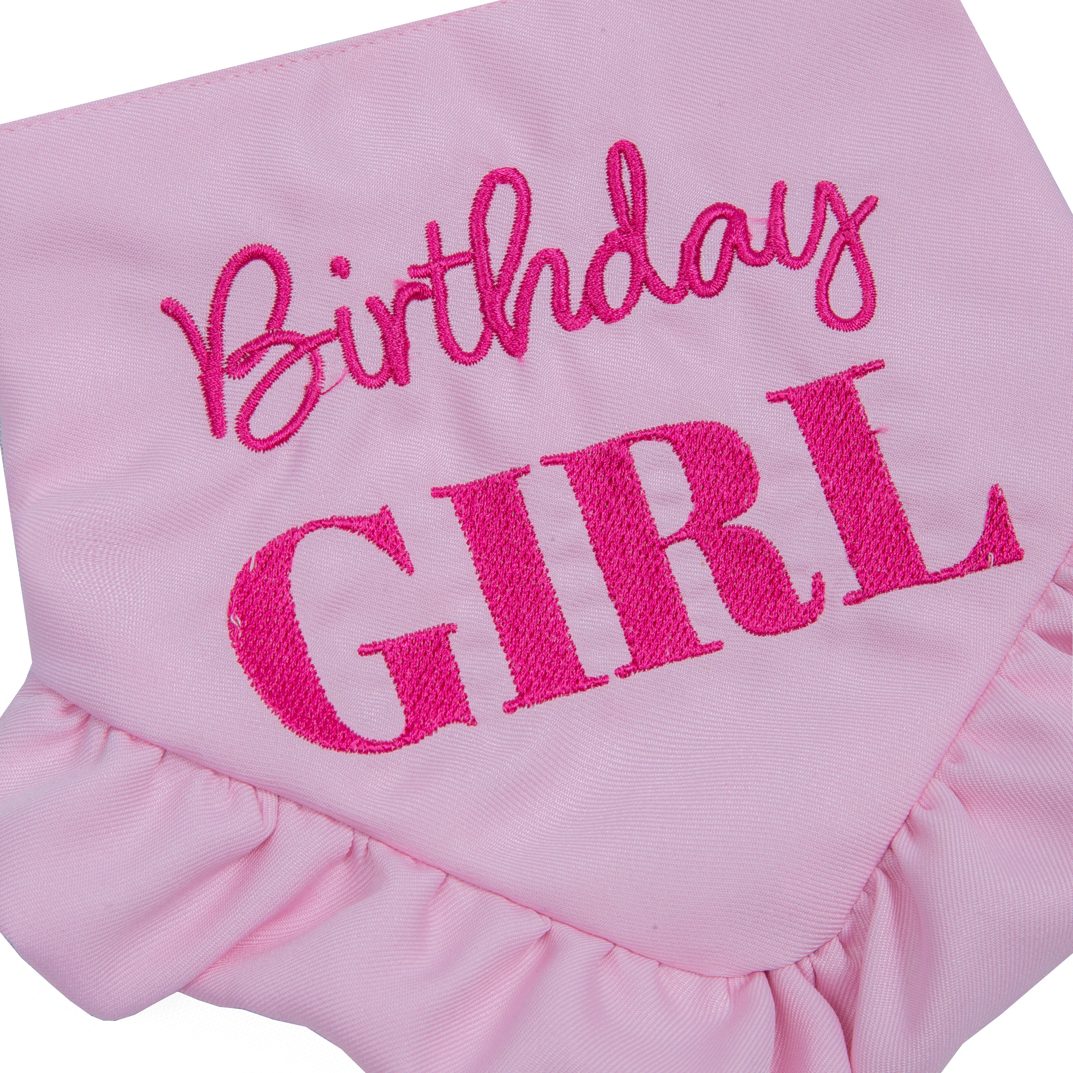 Bandana Birthday Girl Skirt Pink and Purple | Embroidered Pawty Time Pet Bandana for Dog & Cat with Snap