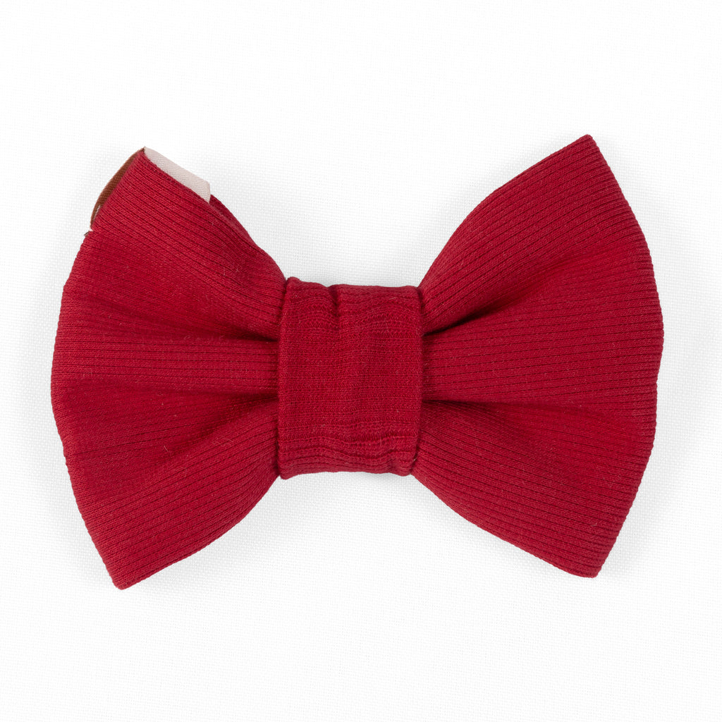 Pet Bow Tie Rib Knit | Red (Slip on collar)