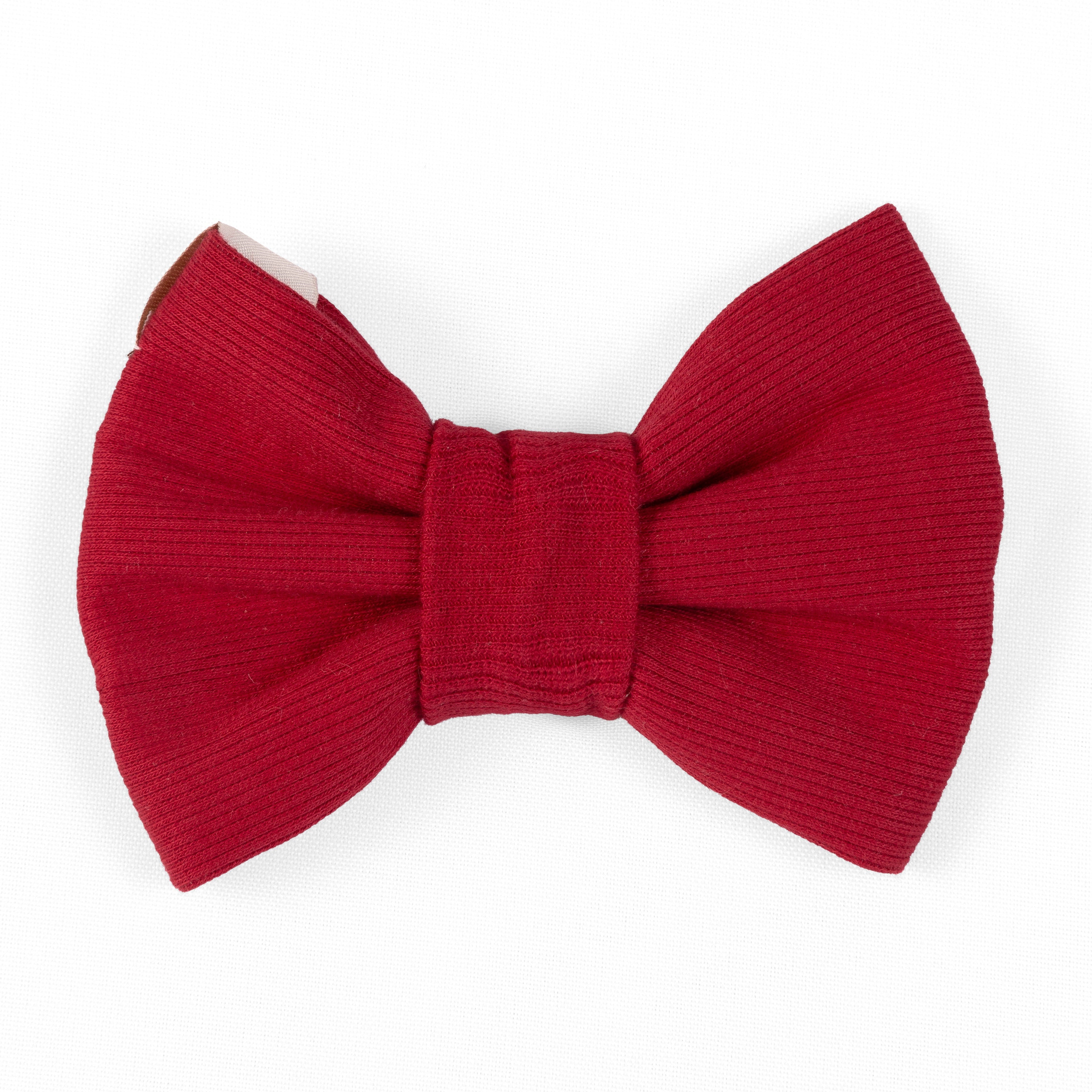 Pet Bow Tie Rib Knit | Red (Slip on collar)