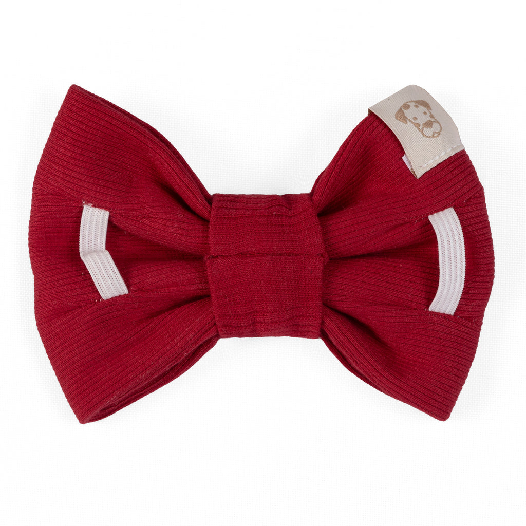 Pet Bow Tie Rib Knit | Red (Slip on collar)