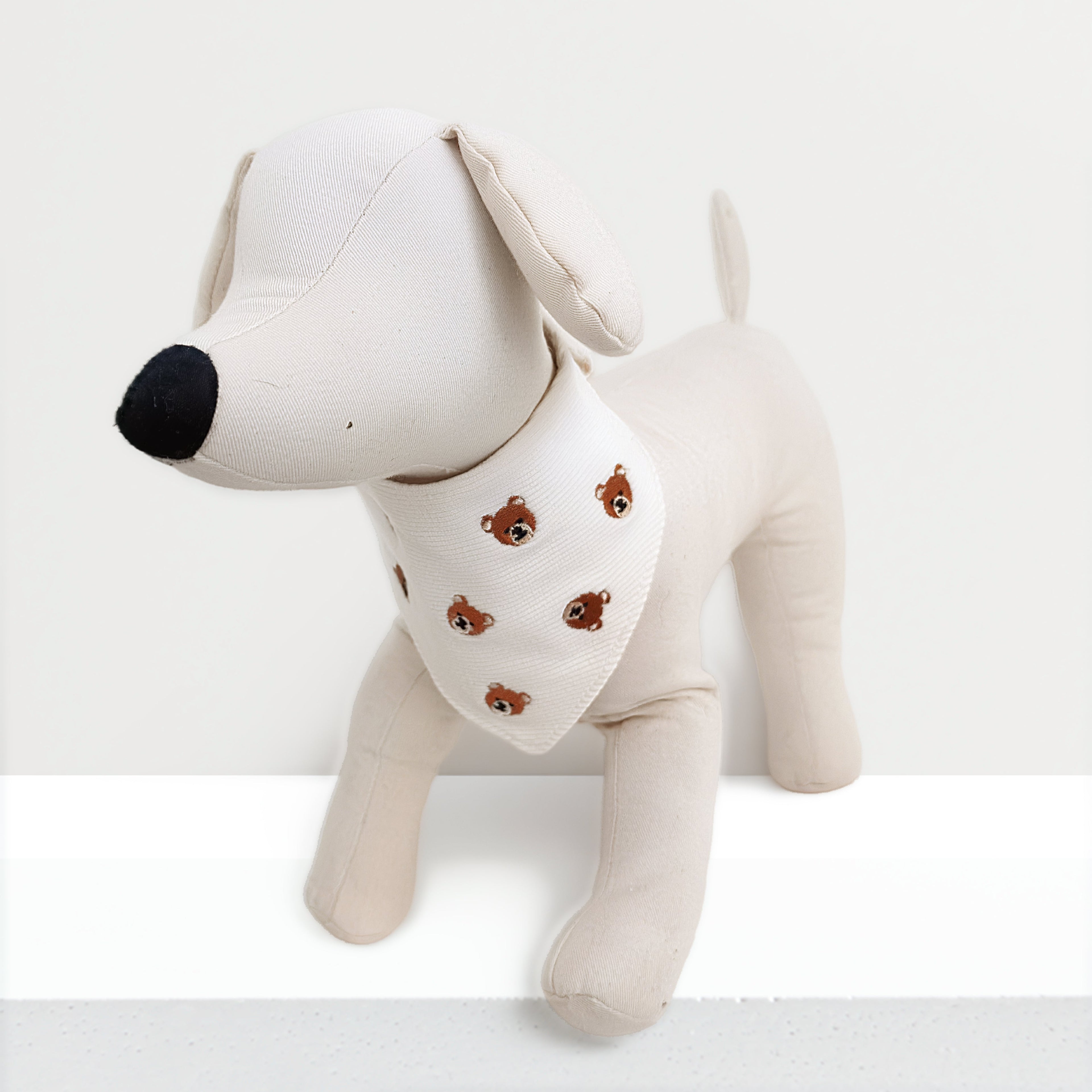 Pet Bandana Ribbed Knit Bear Embroidered | Reversible
